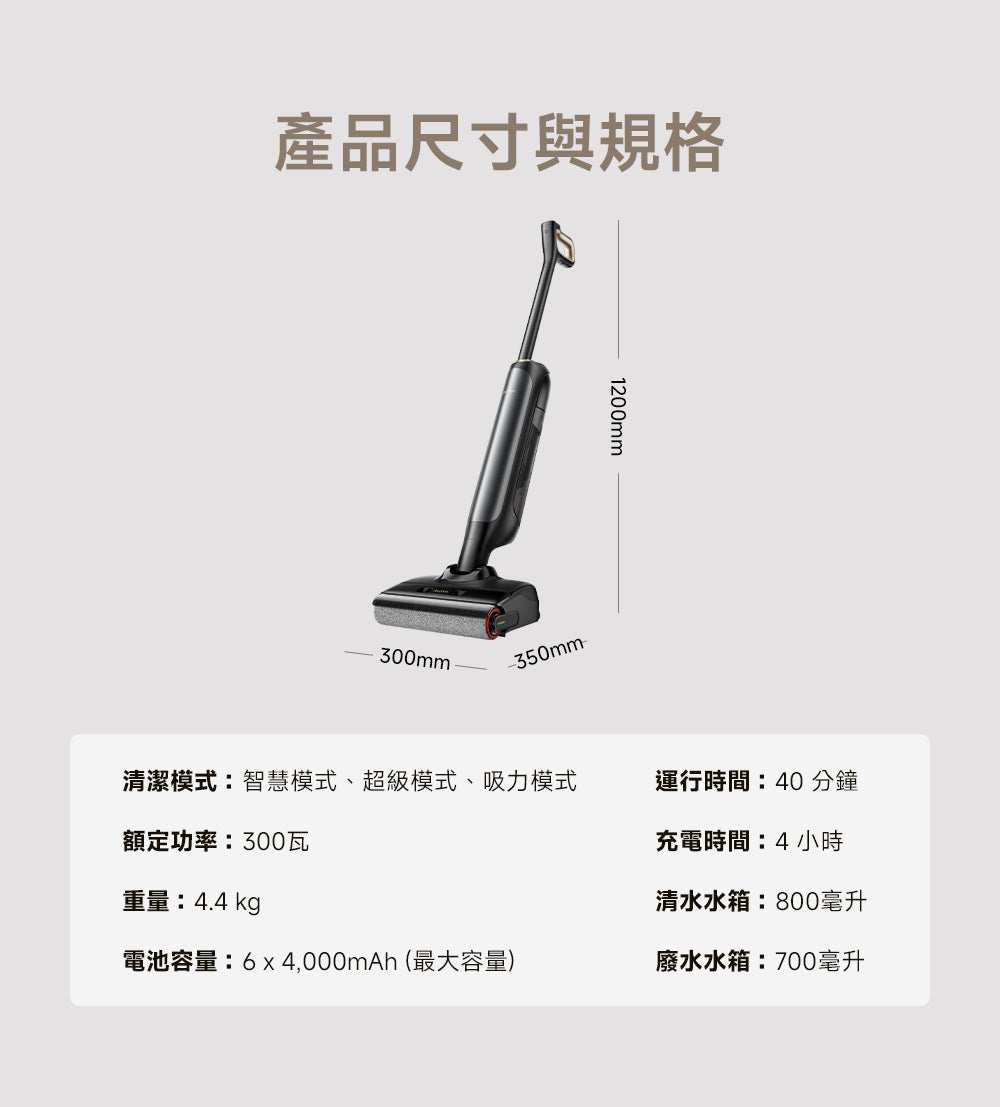 MOVA M10 羽量級防纏平躺洗地機